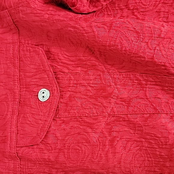 Chico's Women's Red Long Sleeve Snap Button Blazer, 2 - Picture 4 of 7